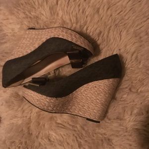 Michael Kors Brown Leather Wedge Peep Toe 6.5